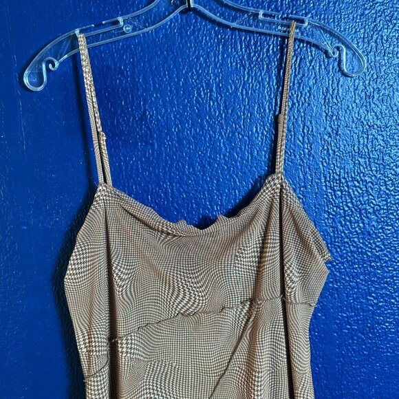 Urban Outfitters Moxie Mesh Mini Slip Dress Brown Size L Lined Casual Travel - Picture 6 of 12